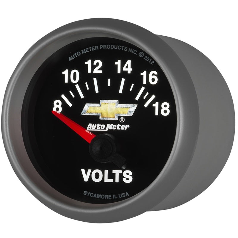 AutoMeter Gauge Voltmeter 2-1/16in. 18V Electric Chevy Gold Bowtie Gauges AutoMeter