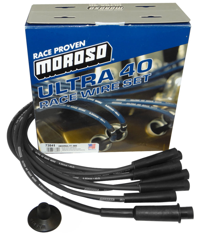 Moroso Universal/Mopar/Chrysler (w/Hemi Heads) Ignition Wire Set - Ultra 40 - Black Spark Plug Wire Sets Moroso