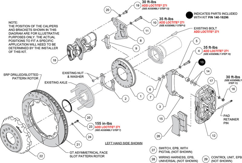 Wilwood New Big Ford XRS4R Rear EPB Big Brake Kit - 12.88in Drill & Slot Rotor - 2.50in Offset - Blk Brake Kits - Performance D&S Wilwood