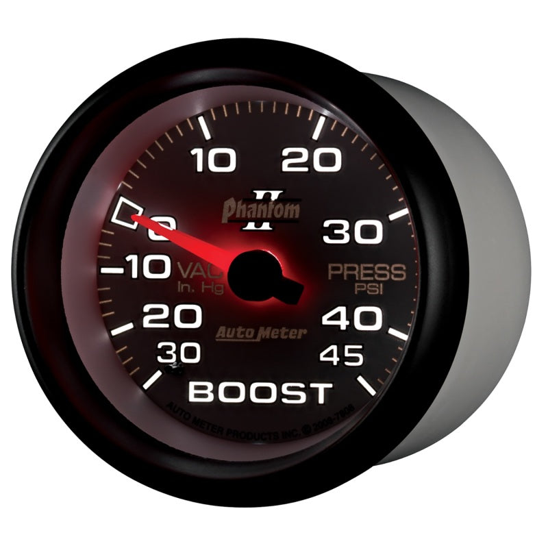 Autometer Phantom II 2-5/8in 30INHG-45PSI Phantom Mechanical Boost/Vacuum Gauge Gauges AutoMeter