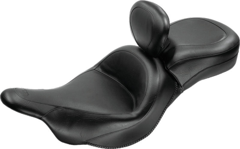 Mustang 09-21 Kawasaki Vulcan 1700 Voyager, Nomad Touring 1PC Seat w/Driver Backrest - Black One-Piece Motorcycle Seats Mustang Motorcycle