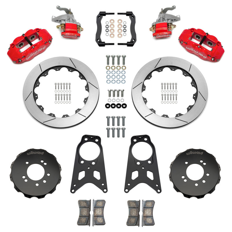 Wilwood 89-98 Nissan 240SX FNSL4R/MC4 Rear Parking BBK w/ 13.50in Slotted Rotors - Red Brake Calipers - Perf Wilwood