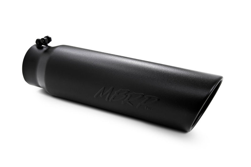 MBRP Universal 5in OD Angled Rolled End 4in Inlet 18in Lgth Black Finish Exhaust Tip Tips MBRP