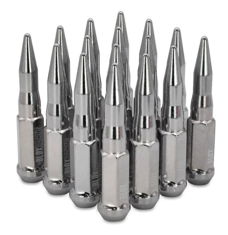 BLOX Racing Spike Forged Lug Nuts - Chrome 12 x 1.50mm - Set of 16 Lug Nuts BLOX Racing