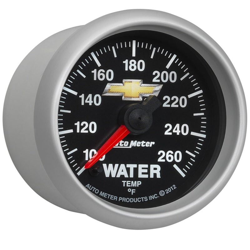 AutoMeter Gauge Water Temp 2-1/16in. 100-260 Deg. F Digital Stepper Motor Chevy Gold Bowtie Gauges AutoMeter