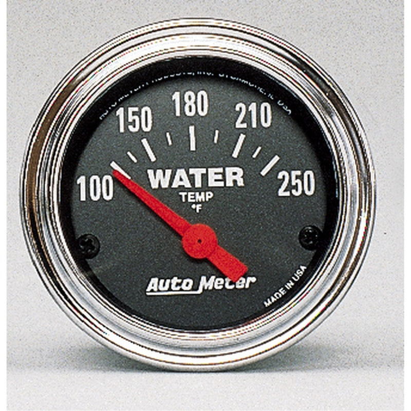 Autometer Traditional Chrome 52mm 100-250 Deg F Short Sweep Electricall Water Temperataure Gauge Gauges AutoMeter