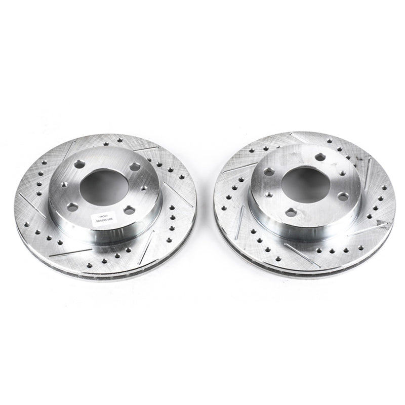 Power Stop 95-98 Nissan 200SX Front Evolution Drilled & Slotted Rotors - Pair Brake Rotors - Slot & Drilled PowerStop