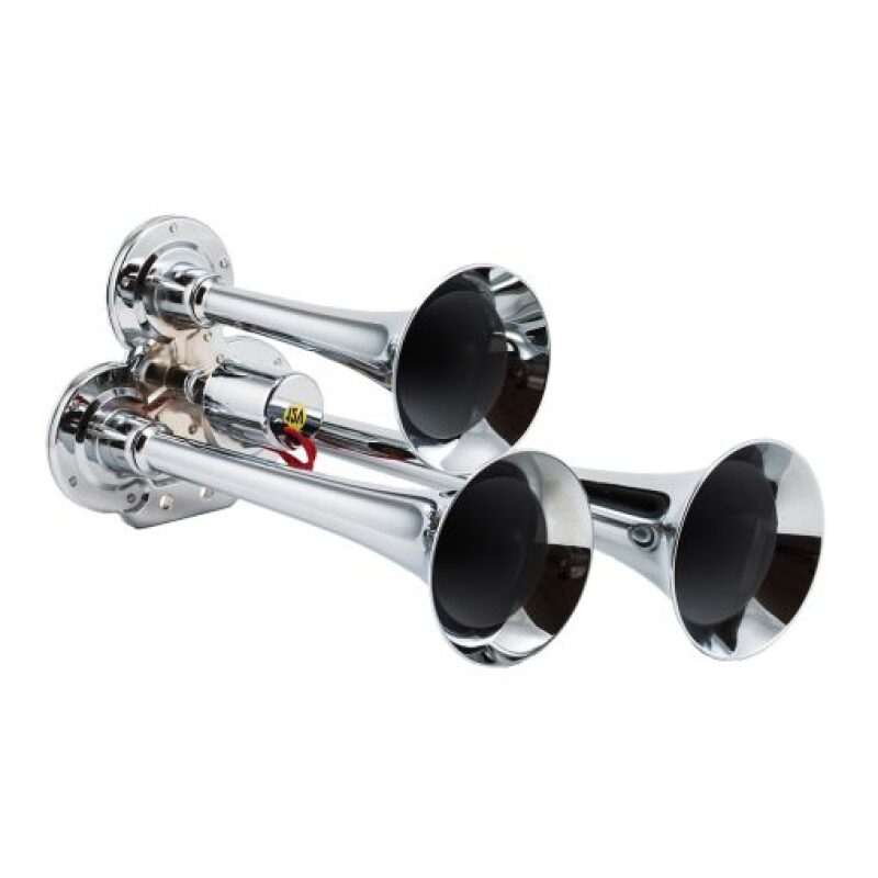 Kleinn Chrome Triple Horn/ 12.5In/10In/7.5In - Chrome-Plated Zinc Alloy Horns Kleinn Air Horns