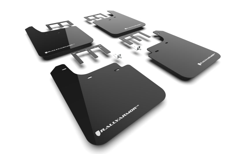 Rally Armor 19-26 Gen 4 Chevy Silverado 1500 Black UR Mud Flap White Logo Mud Flaps Rally Armor