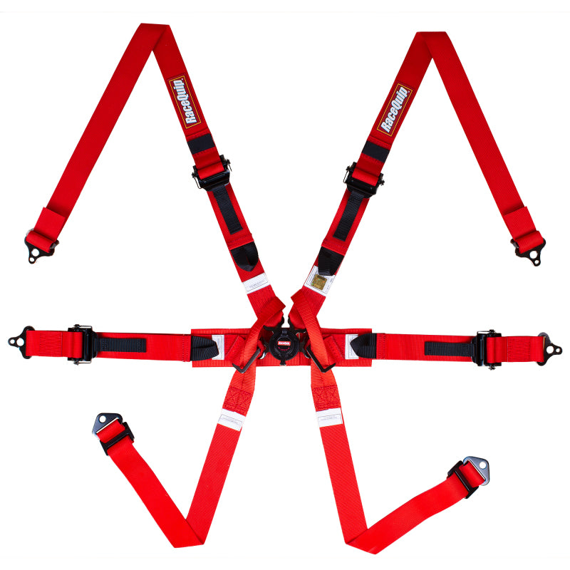 RaceQuip Red FIA 6pt Pull Up Lap FHR Formula Sub Seat Belts & Harnesses Racequip