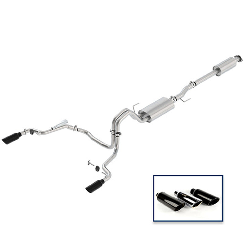 Ford Racing 15-18 F-150 5.0L Cat-Back Touring Exhaust System - Rear Exit Black Chrome Tips Catback Ford Racing