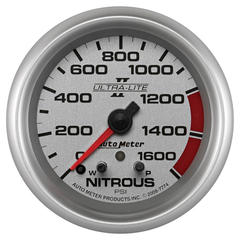 AutoMeter Gauge Nitrous Press 2-5/8in. 1600PSI Stepper Motor W/ Pk & Wrn Ultra-Lite II Gauges AutoMeter