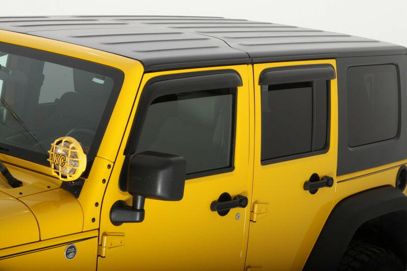 AVS 07-18 Jeep Wrangler Unlimited Ventvisor Outside Mount Window Deflectors 4pc - Smoke Wind Deflectors AVS