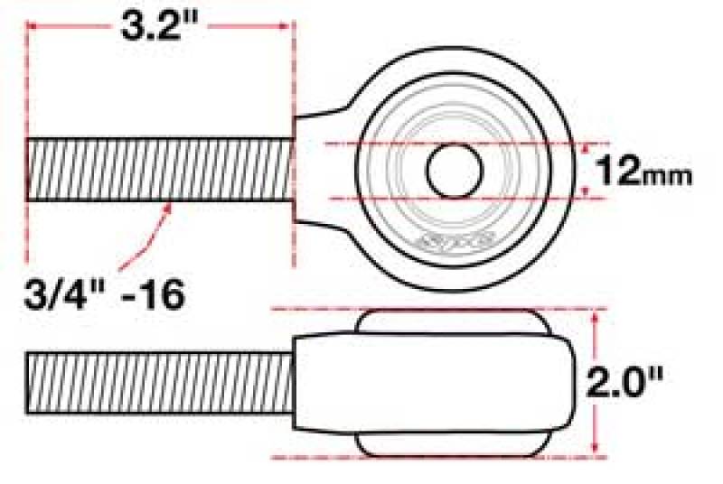 SPC Performance X Axis Sealed Flex Joint RH 3/4in-16x12mm BH x 2in W Control Arms SPC Performance