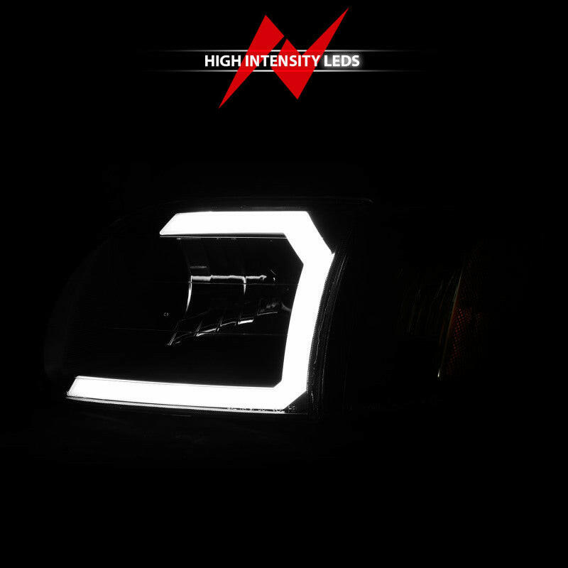 ANZO 00-04 Toyota Tundra (Fits Reg/Acc Cab Only) Crystal Headlights w/Light Bar Black w/Corner Light Headlights ANZO