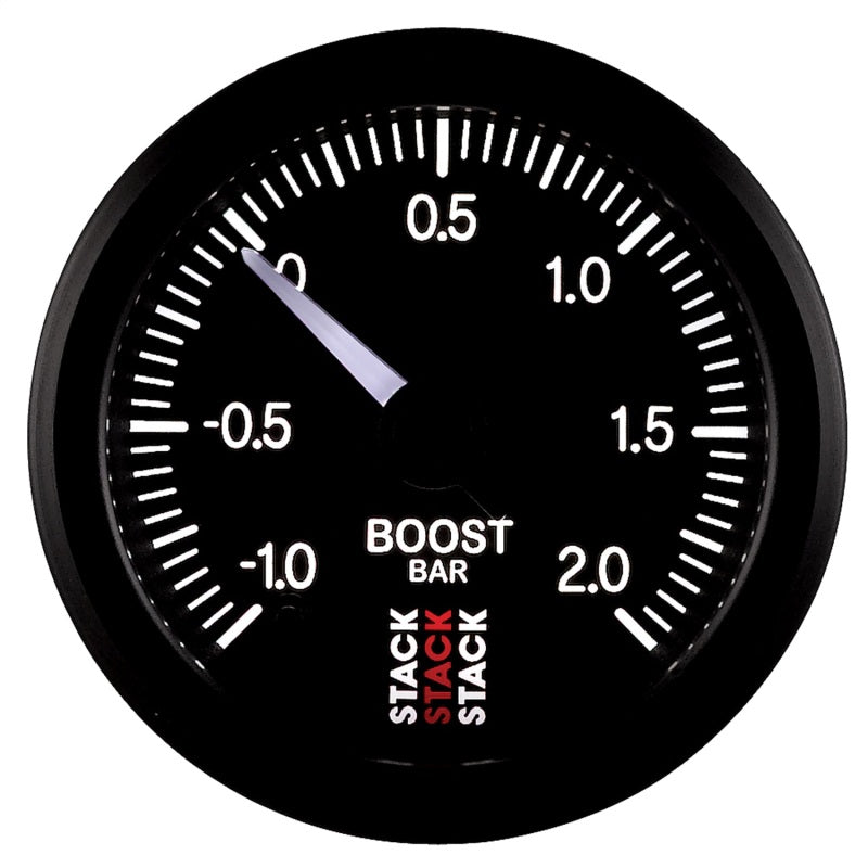 Autometer Stack 52mm -1 to +2 Bar (Incl T-Fitting) Pro Stepper Motor Boost Pressure Gauge - Black Gauges AutoMeter