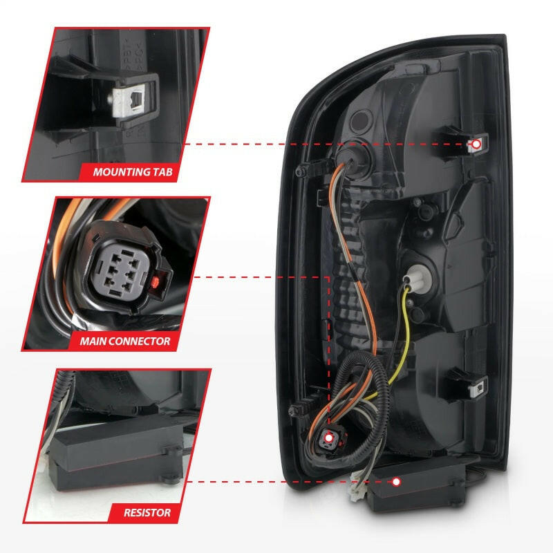 ANZO 15-21 GMC Canyon Full LED Tail Lights w/ Red Lightbar Black Housing Smoke Lens Tail Lights ANZO