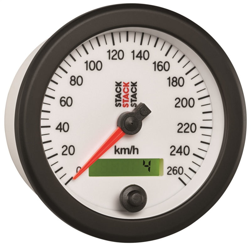 Autometer Stack Instruments 88MM 0-260 KM/H Programmable Speedometer - White Gauges AutoMeter