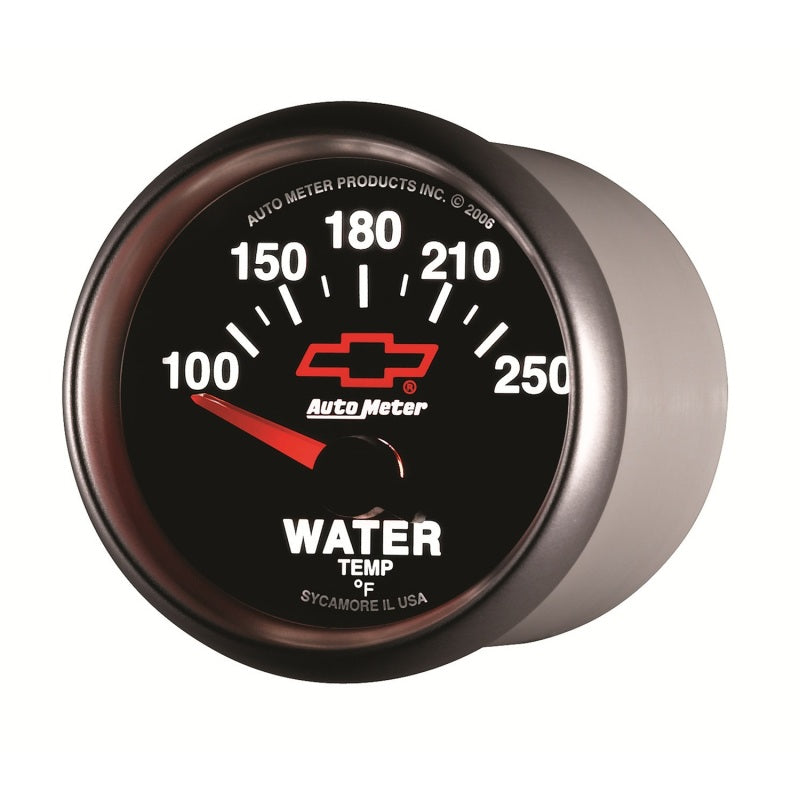 Autometer GM Bowtie Black 2-1/16in 100-250 F Pedestal Electronic Water Temp Gauge Gauges AutoMeter