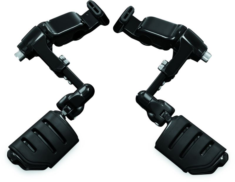 Kuryakyn Ergo III Adjustable Mount With Trident Dually ISO Pegs Gloss Black Footpegs Kuryakyn