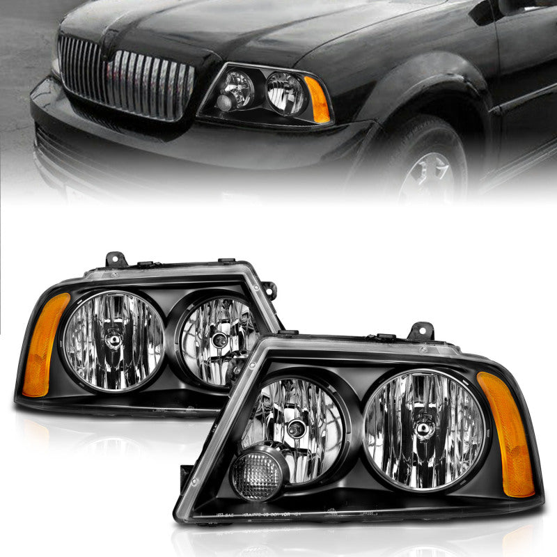 ANZO 2003-2006 Lincoln Navigator Crystal Headlights Black Headlights ANZO