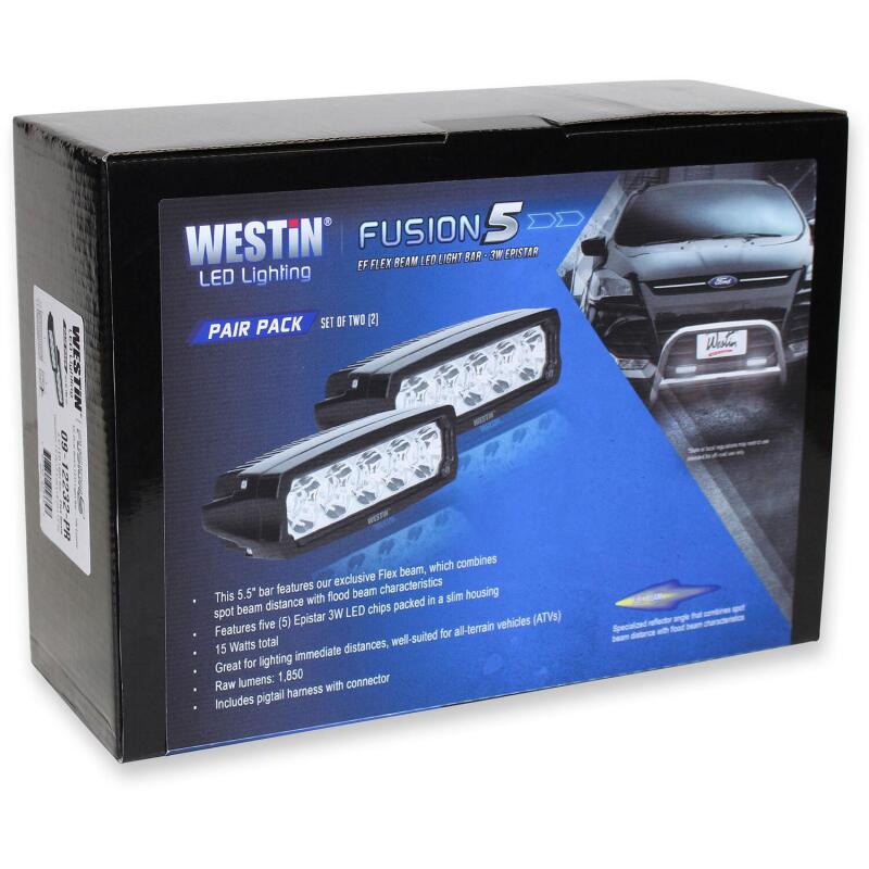 Westin Fusion5 LED Light Bar Single Row 5.5 inch Flex w/3W Epistar (Set of 2) - Black Light Bars & Cubes Westin