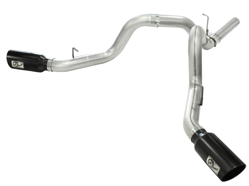 aFe MachForce XP Exhaust 4inch DP-Back All SS 2011-14 GM Diesel Trucks V8-6.6L LML Black Tips Catback aFe
