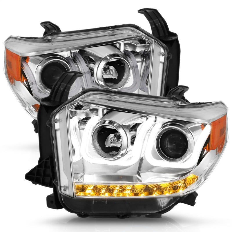 ANZO 2014-2015 Toyota Tundra Projector Headlights w/ U-Bar Chrome w/ DRL Headlights ANZO