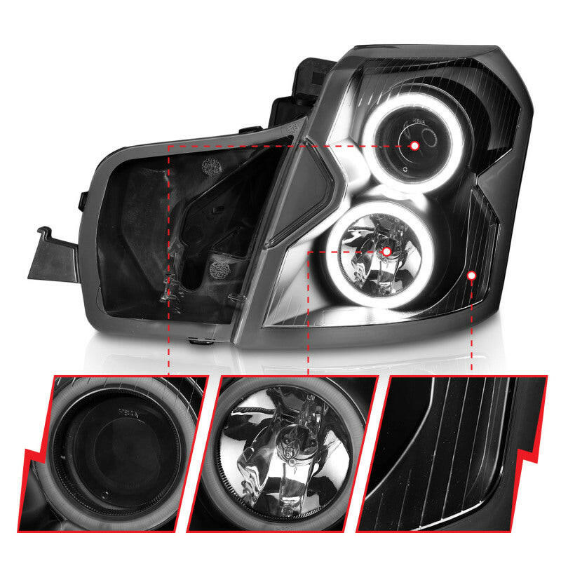 ANZO 2003-2007 Cadillac CTS Projector Headlights w/ Halo Black (CCFL) Headlights ANZO