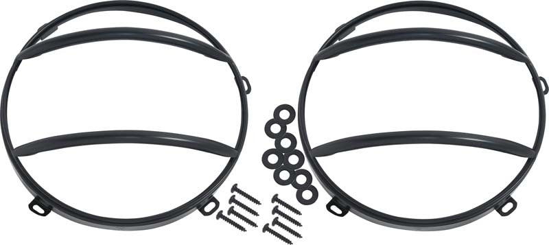 Kentrol 07-18 Jeep Wrangler JK Euro Headlight Guards Pair - Powdercoat Black Headlights Kentrol