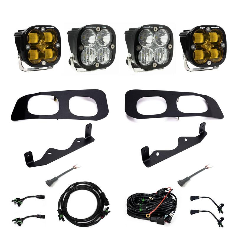 Baja Designs 2023+ Ford F250/F350 Super Duty Squadron SAE/Pro Fog Pocket Kit - Amber Toggle Light Bars & Cubes Baja Designs
