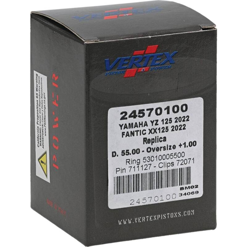 Vertex Piston 2023 Fantic Motor XE 125 125cc +1.00mm Oversized Cast Replica Piston Kit Piston Sets - Powersports Vertex Pistons