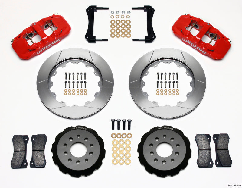 Wilwood AERO6 Front Hat Kit 14.00 Red 2005-2014 Mustang Big Brake Kits Wilwood
