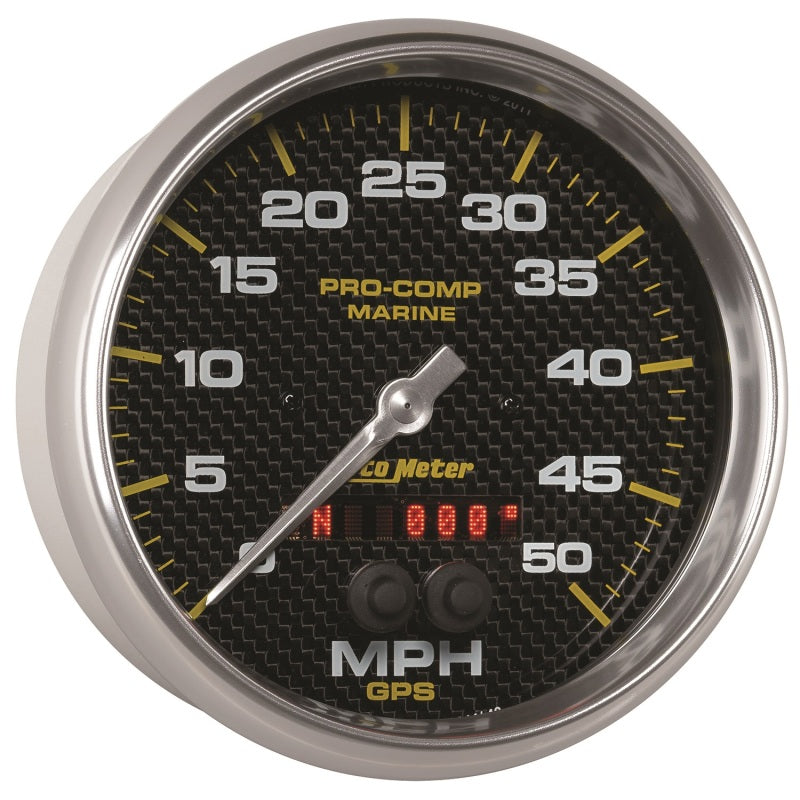 Autometer Speedometer Gauge 5 inch 50MPH GPS Marine Carbon Fiber Gauges AutoMeter