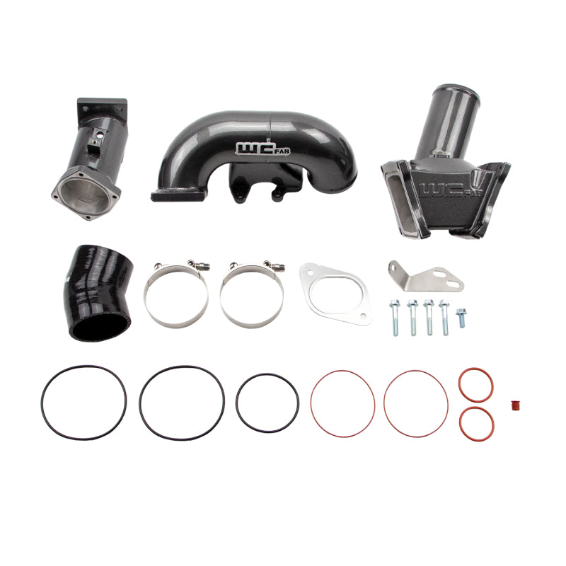 Wehrli 2007.5-10 Chevrolet Duramax LMM 3in. Y-Bridge Kit - Chevy Orange Intake Elbows Wehrli