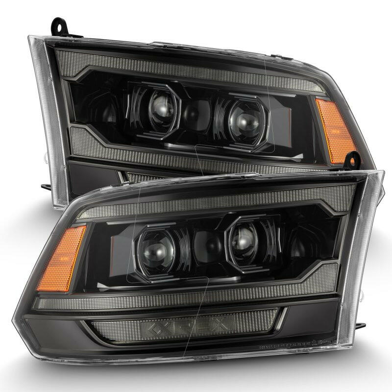 AlphaRex 09-18 Ram 2500 LUXX LED Proj Headlight Plank Style Alpha Blk w/Activ Light/Seq Signal/DRL Headlights AlphaRex