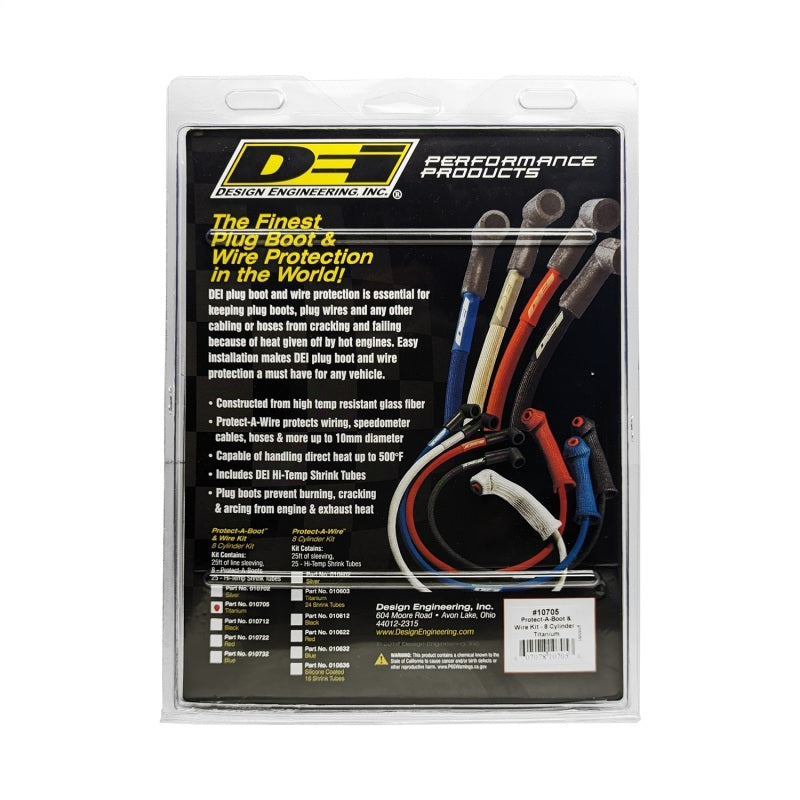 DEI Protect-A-Boot and Wire Kit 8 Cylinder - Titanium Thermal Sleeves DEI