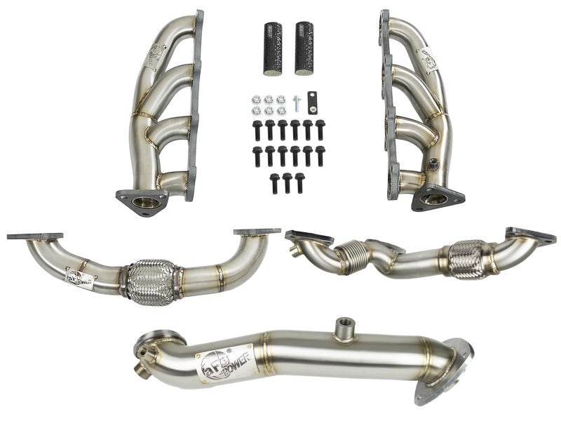 aFe Twisted Steel Header & Connection Pipe Combo GM Diesel Trucks 15-16 V8-6.6L (td) LML Headers & Manifolds aFe