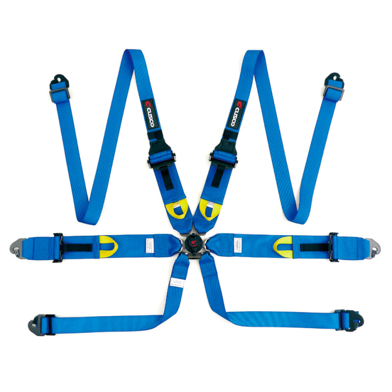 Cusco Universal 6 Point 3in Shoulder 3in Lap w/Eyebolts (7/16-20UNF Thread) FIA Racing Harness- Blue Seat Belts & Harnesses Cusco