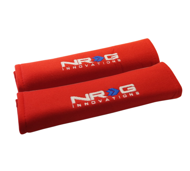 NRG Seat Belt Pads 2.7in. W x 11in. L (Red) Short - 2pc Seat Belts & Harnesses NRG