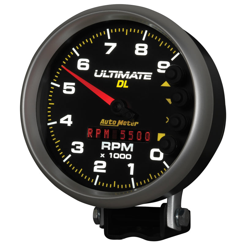 Autometer 5 inch Ultimate DL Playback Tachometer 9000 RPM - Black Performance Monitors AutoMeter