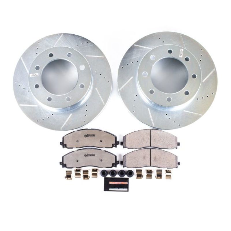 Power Stop 13-16 Ford F-450 Super Duty Front Z36 Truck & Tow Brake Kit Brake Rotors - Slot & Drilled PowerStop