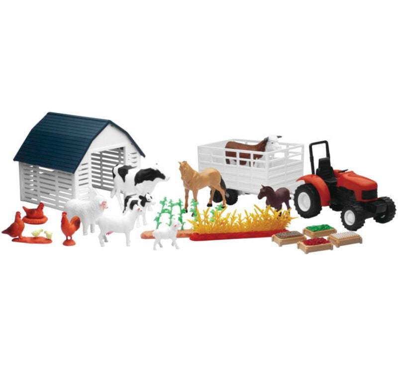 New Ray Toys Country Life Playset Barnyard with Tractor/ Garden Rows and Animals Toys New Ray Toys