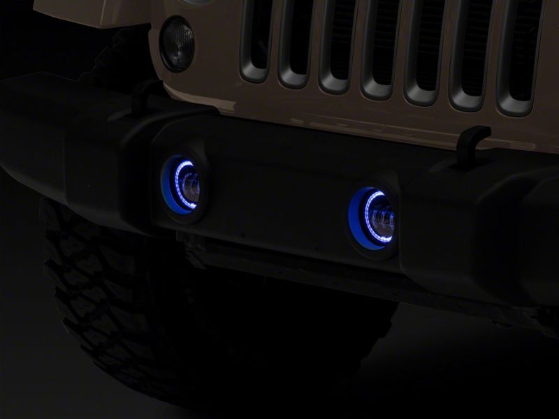Raxiom 07-18 Jeep Wrangler JK Axial Series 4-In LED Fog Lights w/ RGB Halo Headlights Raxiom