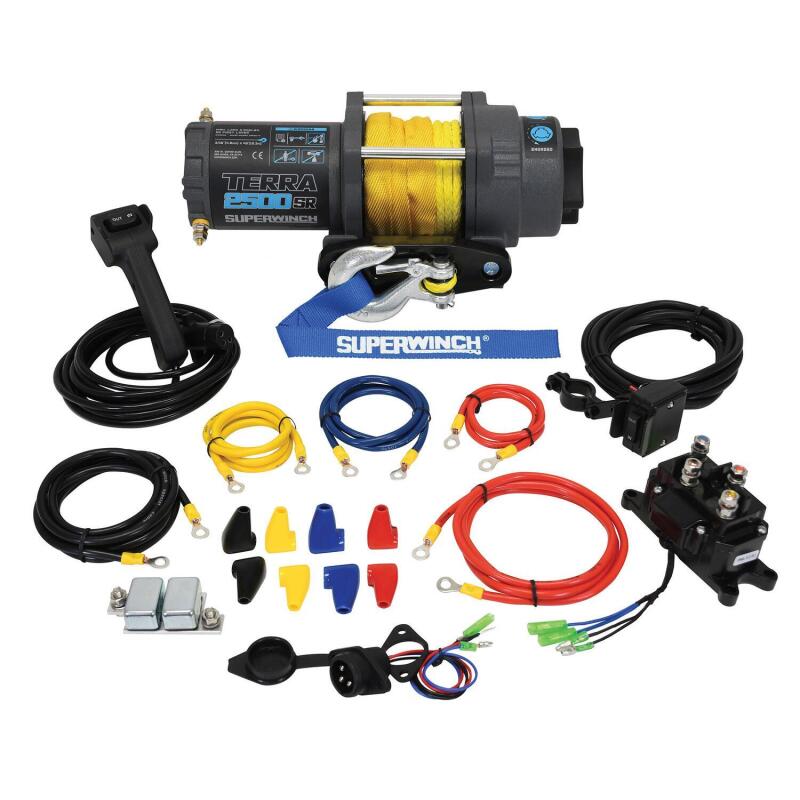 Superwinch 2500 LBS 12V DC 3/16in x 40ft Synthetic Rope Terra 2500SR Winch - Gray Wrinkle Winches Superwinch