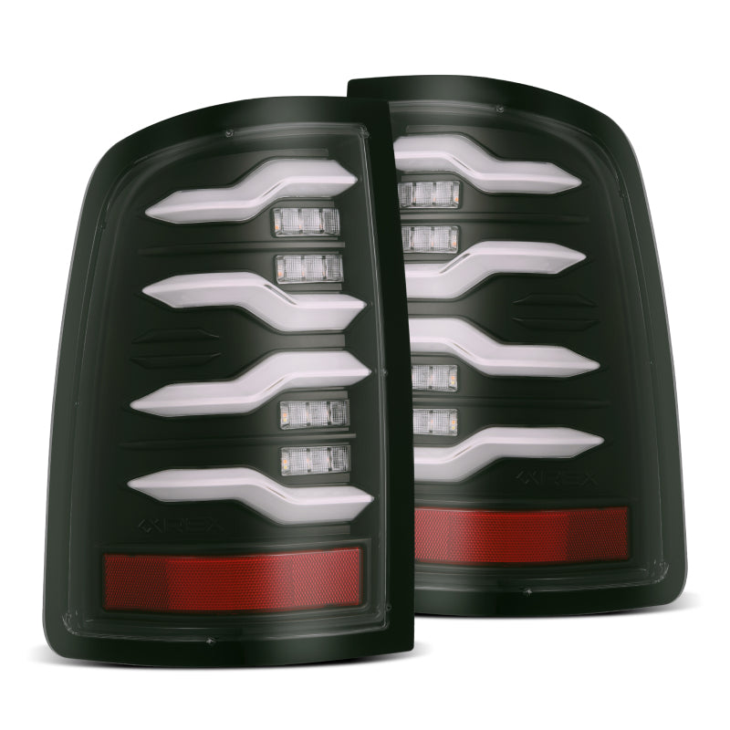 AlphaRex 09-18 Dodge Ram Luxx-Series LED Tail Lights Black w/ Activation Light & Sequential Signal Tail Lights AlphaRex