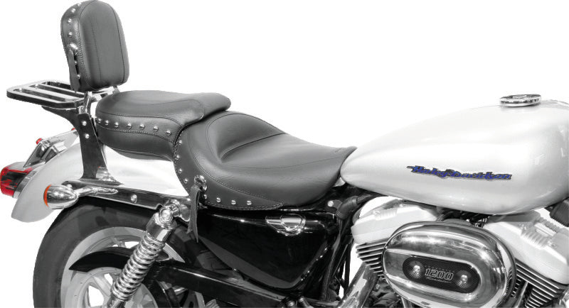 Mustang 04-21 Harley Sportster Wide Touring 1PC Seat w/Studs- Black One-Piece Motorcycle Seats Mustang Motorcycle