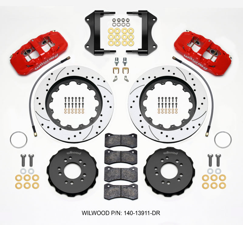 Wilwood AERO6 Front Hat Kit 15.00 Drilled Red 2014-up Corvette C7 w/Lines Big Brake Kits Wilwood