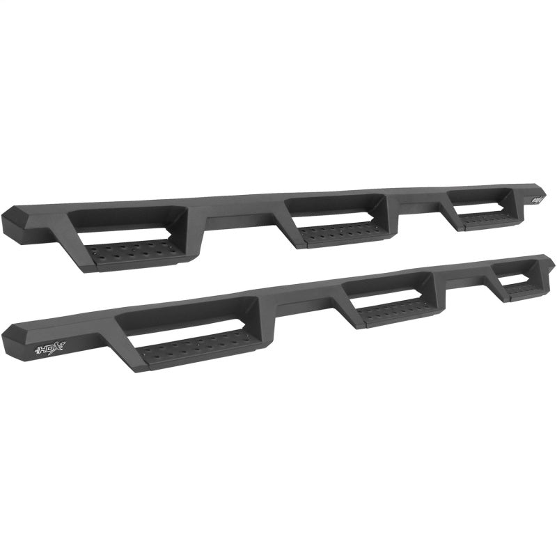 Westin 14-18 Chevrolet Silverado 1500 DC 6.5ft Bed HDX Drop W2W Nerf Step Bars - Tex. Blk Nerf Bars Westin