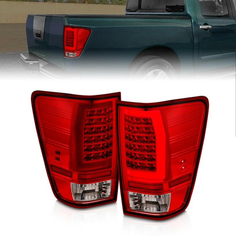 ANZO 04-15 Nissan Titan Full LED Taillights Chrome Housing Red/Clear Lens Tail Lights ANZO